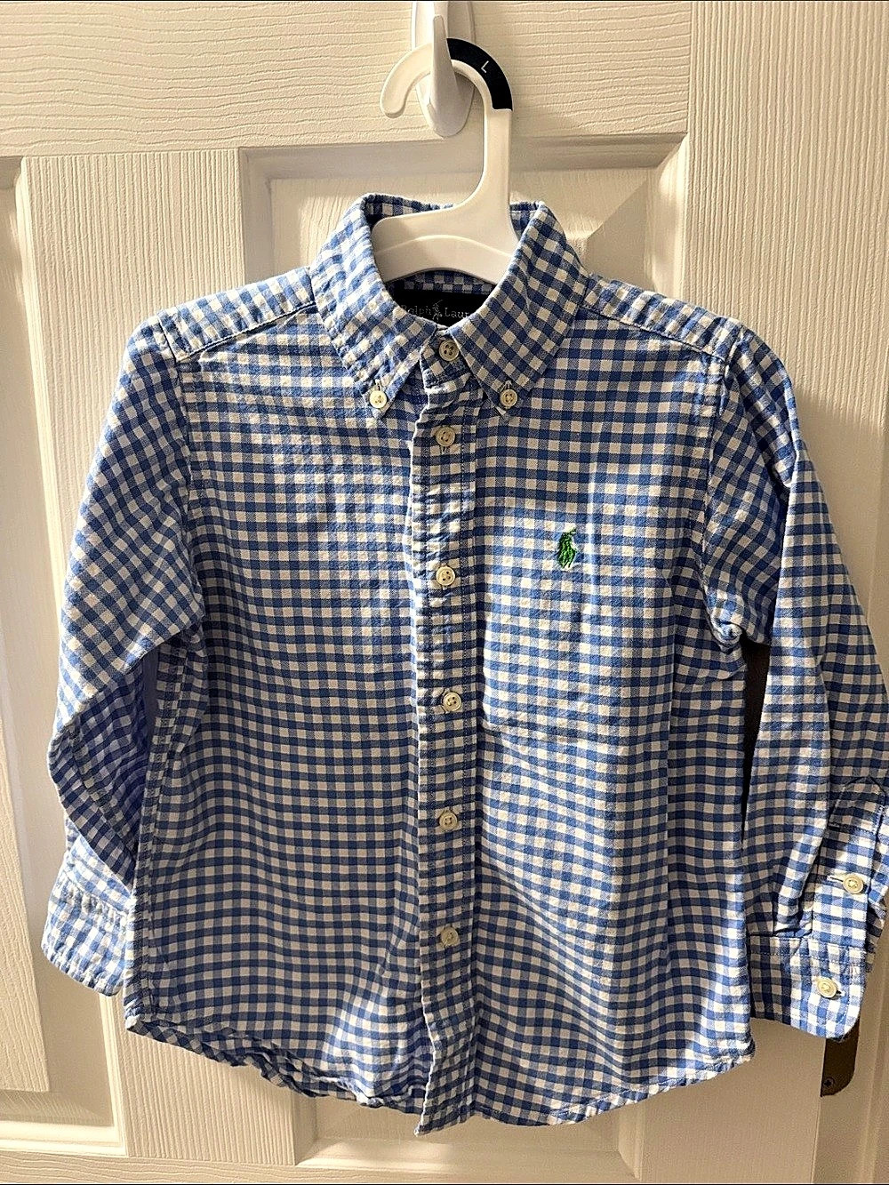 Polo Ralph Lauren Gingham Cotton Poplin Shirt Blue & White